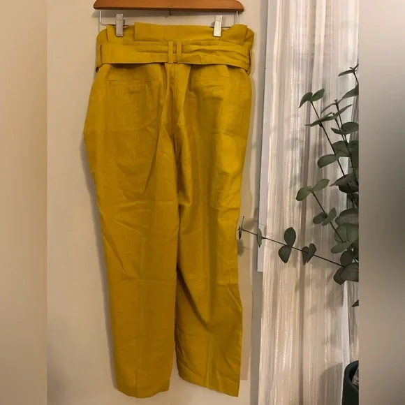 Boden Mustard Tie-Waist Cotton and Linen Pants - Picture 3 of 7